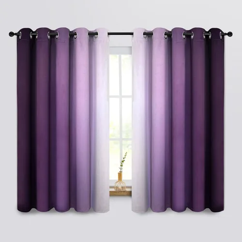 Miniatura 163 de COSVIYA Cortinas 100% Opacas Azul Degradado con Lazos Ajustables para Cocina Aislamiento Térmico Oscurecimiento de Habitación Cenefa con Bolsillo