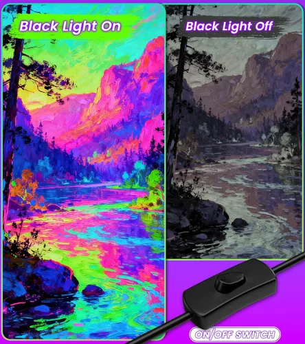 Miniatura 3 de Paquete de 2 barras de luz negra LED de 42W, luz negra con cable de 6 pies + interruptor + enchufe, suministros de fiesta de luces negras que
