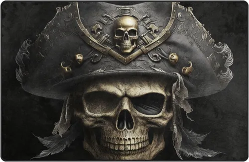 Miniatura 3 de Vnurnrn Alfombra de área – Calavera pirata, suave lavable para interiores y exteriores, decoración del hogar, sala de estar, comedor, dormitorio