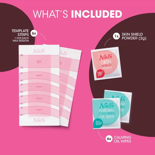 Miniatura 2 de Nad's Tiras de Cera para Cejas - Depilación Facial para Mujeres - Kit de Cera para Cejas con 6 Tiras de Cera para Cejas + 6 Toallitas de Aceite