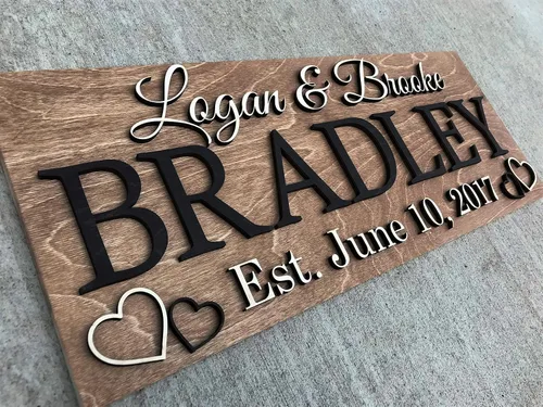 Miniatura 3 de Regalo de Boda Personalizado – Letrero de Apellido de Madera Personalizado, Letrero de Nombre Familiar, Letrero de Madera, Regalo para Parejas