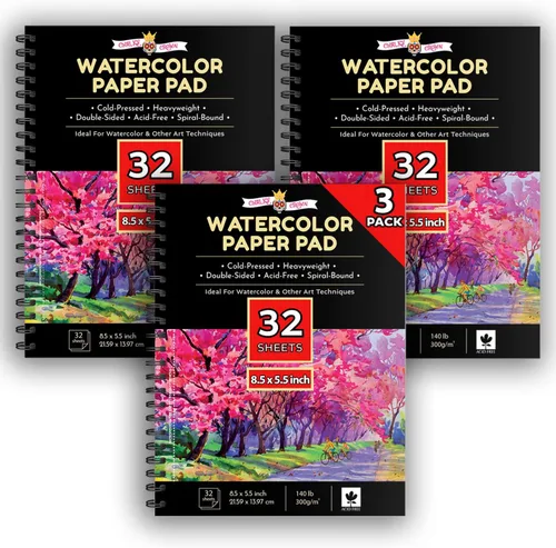 Miniatura 10 de Papel de acuarela de color blanco, paquete de 2 (64 hojas), cuaderno de bocetos de papel de color de agua, bloc de papel de acuarela, cuaderno