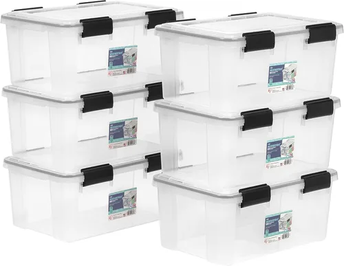 Miniatura 9 de IRIS USA - Contenedor organizador de plástico hermético para almacenamiento, 36 cuartos de capacidad, con tapa duradera, sello y hebillas de cierre