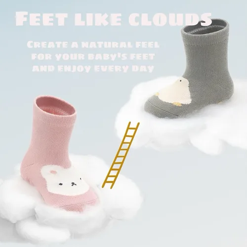 Miniatura 3 de 5 pares de calcetines antideslizantes con agarre para tobillos para bebés, niños y niñas, calcetines antideslizantes adhesivos para bebés, niños