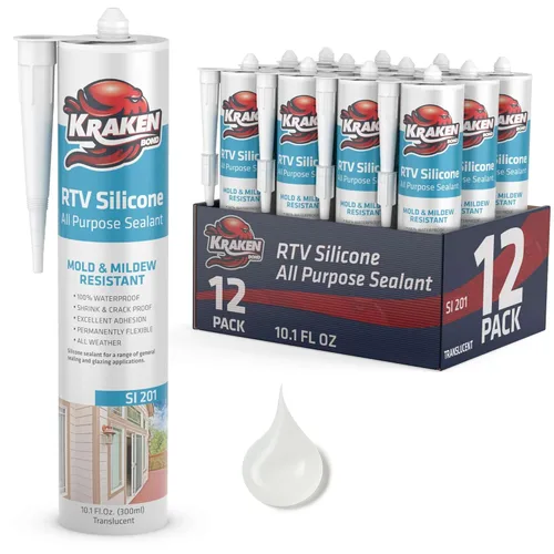 Miniatura 18 de Kraken Bond Sellador de silicona gris resistente al agua Cartucho de 100 a 10 onzas líquidas – RTV silicona calafateo para cocina y baño, todo uso