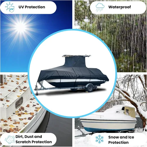 Miniatura 6 de EliteShield Cubierta Resistente para Barco con T-Top, Se Adapta a Barco de Consola Central de 18 pies a 20 pies de Largo con T-Top Hard-Top