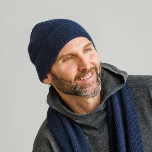 Miniatura 9 de Fishers Finery Sombrero con puños acanalados de cachemira 100% pura para hombre; ultra felpa