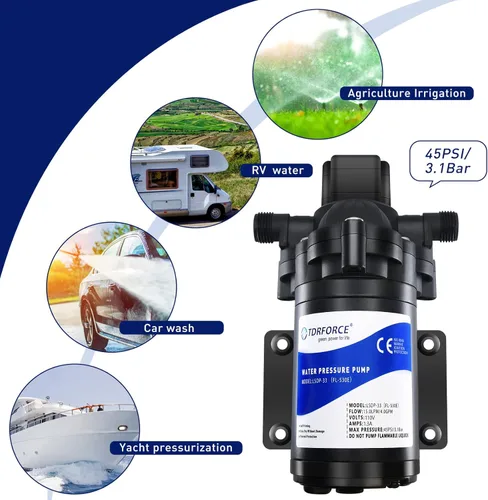 Miniatura 3 de Bomba de circulación de agua dulce de 110 V, bomba de refuerzo de aumento de presión de 4 GPM, bomba de transferencia de 45 PSI, autocebante bajo