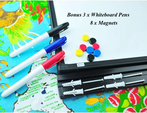 Miniatura 2 de Lockways - Pizarra magnética blanca, de borrado en seco, con bandeja para bolígrafos, tablero de presentación de mensajes montado en la pared, marco