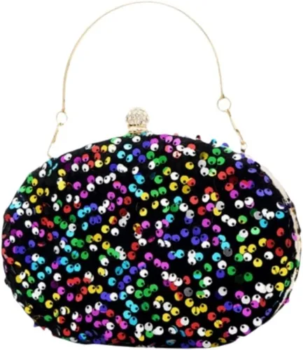 IAMUHI Bolso de mano con lentejuelas pequeñas, bolso de noche con asa superior, mini bolso cruzado de hombro cuadrado