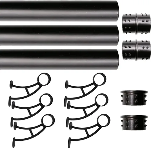 Miniatura 8 de Kit de riel de pie de montaje en barra sólida, tubo de acero inoxidable negro mate con conector interno, soporte de riel de pie de montaje en barra