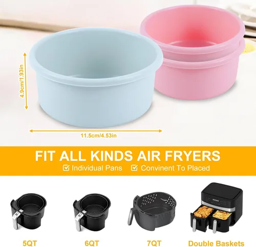 Miniatura 2 de Molde de silicona para freidora de aire, 4 unidades de 4.5 x 2 pulgadas, moldes de silicona antiadherentes reutilizables para huevos, tazas