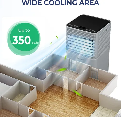 Miniatura 2 de COSTWAY Aire acondicionado portátil, espacios de 10000BTU de hasta 350 pies cuadrados, con control remoto, temporizador de 24 horas y kit de Gris
