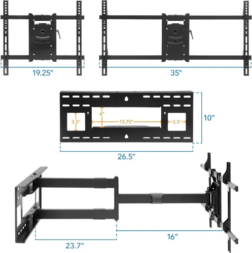Miniatura 8 de Mount-It! Soporte de pared de brazo largo, soporte de pared con brazo articulado de extensión de 40 pulgadas, compatible con pantallas 42, 47, 50