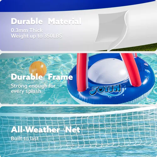 Miniatura 6 de JOYIN - Juego de flotadores inflables para piscina con red de voleibol y aros de baloncesto, pelotas incluidas para niños y adultos, juguete de Rojo