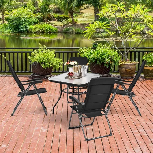 Miniatura 2 de S AFSTAR Sillas plegables para patio, juego de 4 sillas portátiles con reposabrazos y respaldos ajustables para césped, piscina, balcón (4)