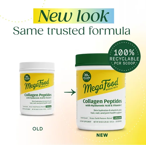 Miniatura 2 de MegaFood Péptidos de colágeno para mujeres y hombres – Polvo de colágeno sin sabor con ácido hialurónico y vitamina C – Apoya la piel, el cabello