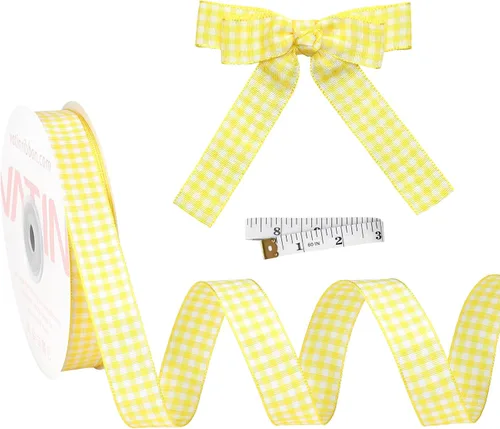 Miniatura 50 de VATIN Cinta a cuadros en blanco y negro – 3/8 pulgadas x 50 yardas, perfecta para cestas de Pascua, manualidades de primavera, envoltura de regalos