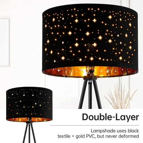 Miniatura 5 de BoostArea Lámpara de pie, lámpara de pie con trípode, bombilla LED de 8W, pantalla decorativa, lámpara de pie estilo de mediados de siglo para sala