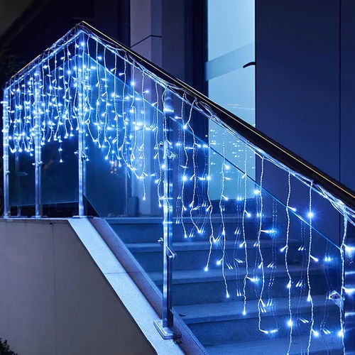 GTSYDING - Luces LED de carámbano, 13 pies, 96 luces LED, 8 modos, cortina de ventana extensible, hada, Navidad, techo, colgante, luz parpadeante