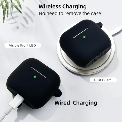 Miniatura 4 de Koujaon Airpods 4 Fundas de silicona protectora para Airpod 4 con llavero brillante para auriculares inalámbricos Apple AirPods de 4ª