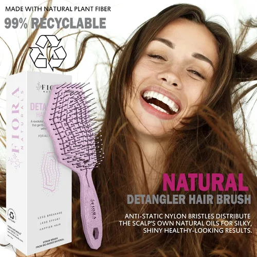 Miniatura 5 de Fiora Naturals Cepillo desenredante para el cabello para mujer, cepillo desenredante con cerdas suaves flexibles, se desliza suavemente a través
