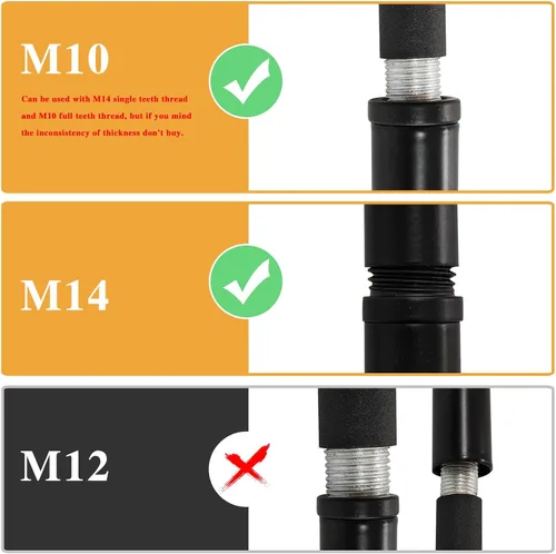 Miniatura 3 de KCO Lighting M14 - Varilla de extensión roscada de 7.89 pulgadas y 11.8 pulgadas, varillas de extensión negras, accesorios de iluminación, varillas
