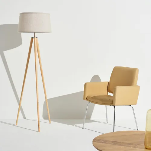 Miniatura 9 de Lámpara de pie Emma de trípode de Brightech. Diseño clásico para salas de estar contemporáneas o tradicionales. Iluminación ambiental suave., Madera