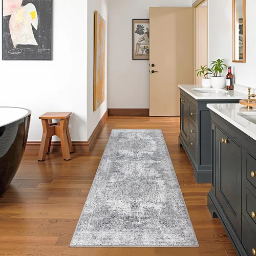 Miniatura 16 de jinchan Alfombra floral primaveral de 2 x 3 pies para entrada, alfombra desgastada lavable, de pelo corto, suave, pequeña, antideslizante, tapete