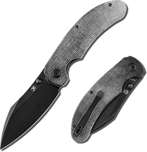 KANSEPT Nesstreet Cuchillo plegable de bolsillo para hombre, EDC y camping, material CPM-S35VN de 3.58 pulgadas, mango de micarta negro, transporte