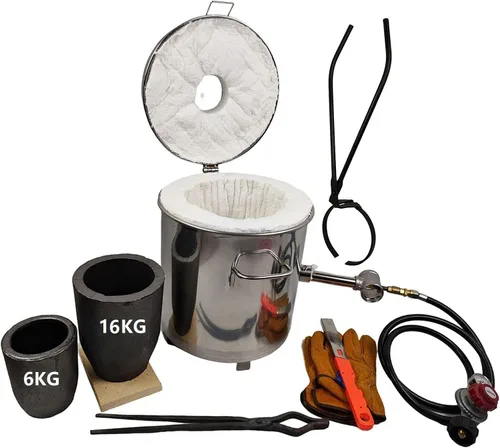 Fundición de horno de fusión de metal de gas de 35.3 lbs 2 en 1 pinzas Herramientas de fundición 2 crisoles de cobre