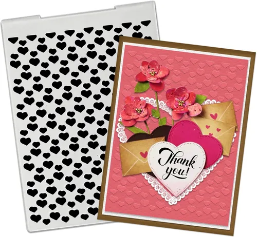Carpetas de plástico en relieve con corazones para hacer tarjetas del día de San Valentín, patrón de corazones pequeños, plantillas de fondo para