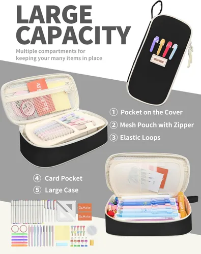 Miniatura 2 de Estuche Lindo para Lápices SUNEE, Funda Estética para Bolígrafos, Bolsa Grande para Lápices de Color con Cremallera, Almacenamiento y Organizador