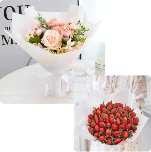Miniatura 4 de BEISHIDA 20 piezas de papel de regalo floral blanco mate impermeable para suministros de floristería, manualidades, embalaje de regalo, San