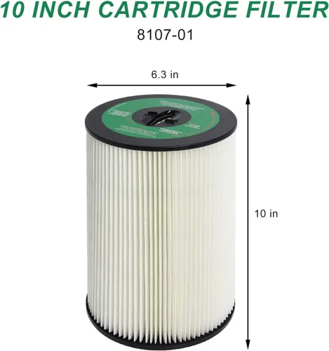 Miniatura 2 de 8107-01 Filtro central de repuesto para aspiradora compatible con Dirt Devil/Titan, filtro de cartucho de 10 pulgadas compatible con Vacuflo FC610