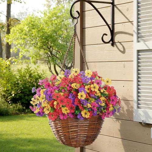 Miniatura 3 de Lifewit Flores artificiales para interiores y exteriores, 12 paquetes de flores falsas de plástico con hojas de eucalipto para decoración del jardín