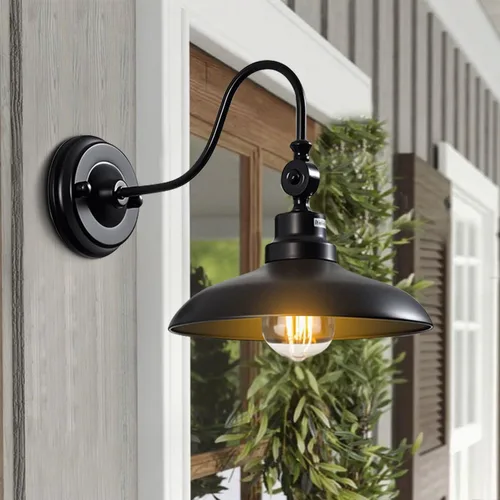 Miniatura 2 de Luces de pared para exteriores, color negro mate, cuello de cisne, luz de granero de 9.8 pulgadas, ángulo ajustable, impermeable, lámparas de pared