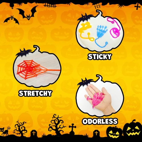Miniatura 6 de Juguetes de Halloween, regalos a granel para niños, 100 unidades, golosinas adhesivas para manos sin dulces, regalos de fiesta para niños pequeños