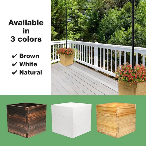 Miniatura 7 de Maceta decorativa de madera extragrande con soporte universal para postes de luz, paraguas, comederos de pájaros, caja de madera maciza para jardín