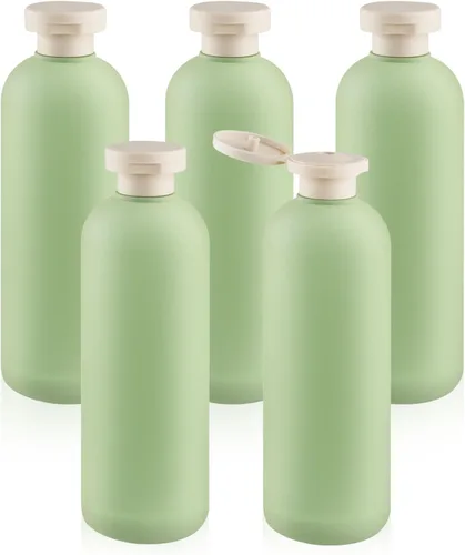 Miniatura 6 de 5 botellas de plástico de 10.1 fl oz/10 oz para loción de viaje, recipientes recargables con tapa abatible para artículos de tocador, cremas