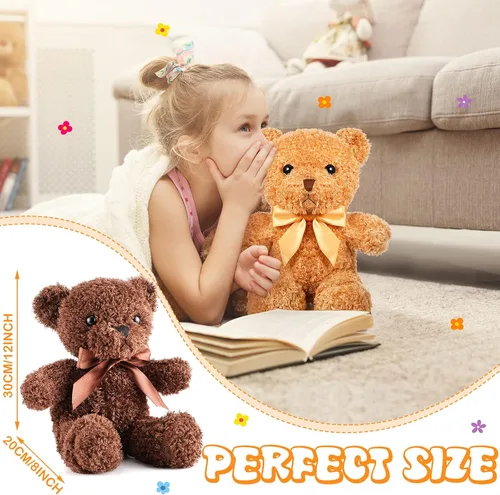 Miniatura 2 de HyDren 5 piezas de osos de peluche animales suaves juguetes de felpa de San Valentín, 12 pulgadas, lindo oso pequeño y lanudo con capucha y corbatín
