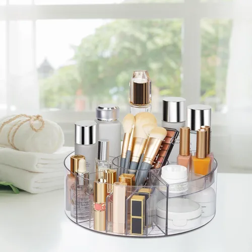 Miniatura 7 de Organizador de maquillaje giratorio de 360°, plato giratorio transparente de 10 pulgadas, organizador Lazy Susan para tocador, encimera de baño