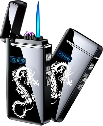 Miniatura 16 de Arc Jet - Encendedor de llama, 2 en 1, eléctrico recargable por USB, a prueba de viento, encendedor infinito, butano recargable para puros