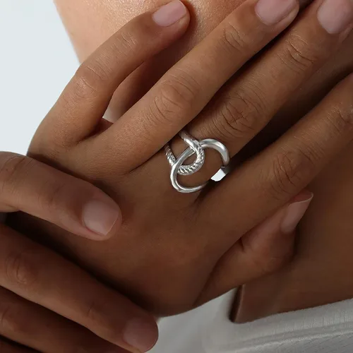 Miniatura 261 de Anillo de plata de ley 925, minimalista, ajustable, hecho a mano, para mujeres y niñas