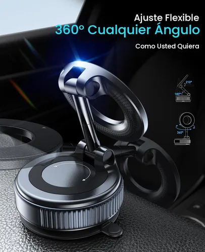 Miniatura 5 de Jononser Soporte magnético de teléfono con ventosa para Magsafe, soporte magnético ajustable de 360° para teléfono de automóvil, soporte plegable
