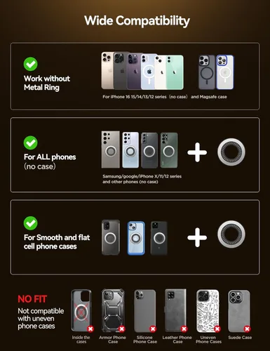 Miniatura 6 de JOYROOM Se ajusta al soporte MagSafe para coche, [todo metal] soporte magnético para teléfono para automóvil con imanes fuertes, soporte para iPhone