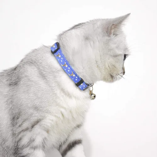 Miniatura 3 de 2 collares de gato con campana, bonitos collares ajustables para gatitos con accesorios (azul negro)