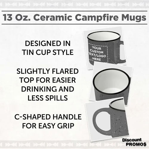 Miniatura 3 de DISCOUNT PROMOS Tazas de café personalizadas de cerámica para fogata, 13 onzas, juego de 10/50/100, paquete personalizado a granel, perfecto