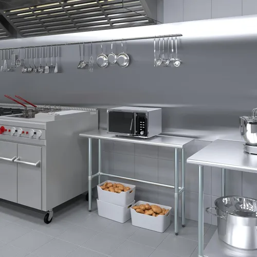 Miniatura 5 de Mesa de trabajo de acero inoxidable de base abierta de 14 pulgadas x 48 pulgadas Residencial y comercial Preparación de alimentos Estación