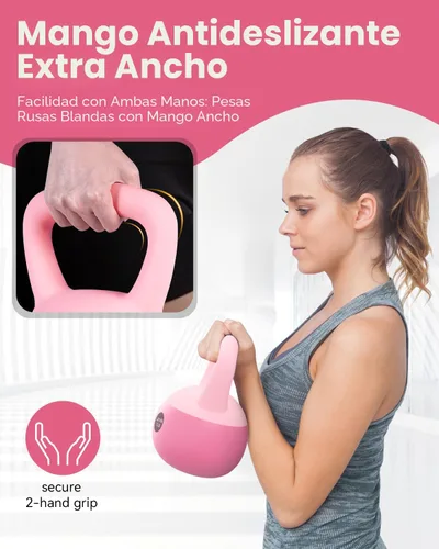 Miniatura 4 de Soft Kettlebell - Cushioned Impact-Resistant Base and Anti-Slip, Kettle bell Anti-Slip Grip Weight for Home Workouts, Safe Strength Training Rosa